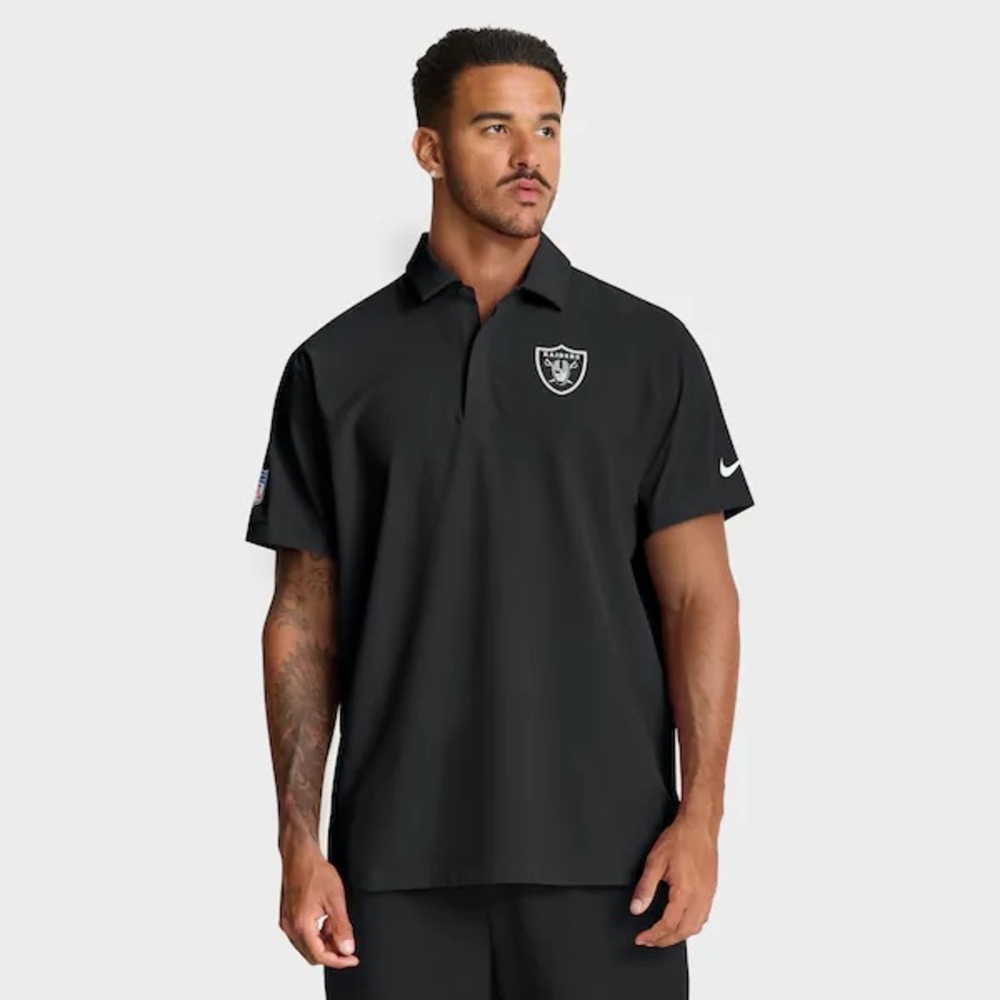 Nike NFL Onfield Apparel Las Vegas Raiders Breathable Black Short Sleeve Polo